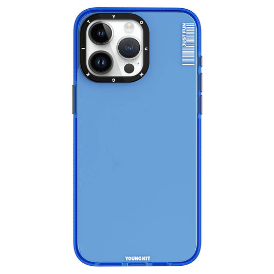 Apple iPhone 15 Pro Max Case Smooth Flat Back Surface YoungKit Crystal Color Series Cover Blue 