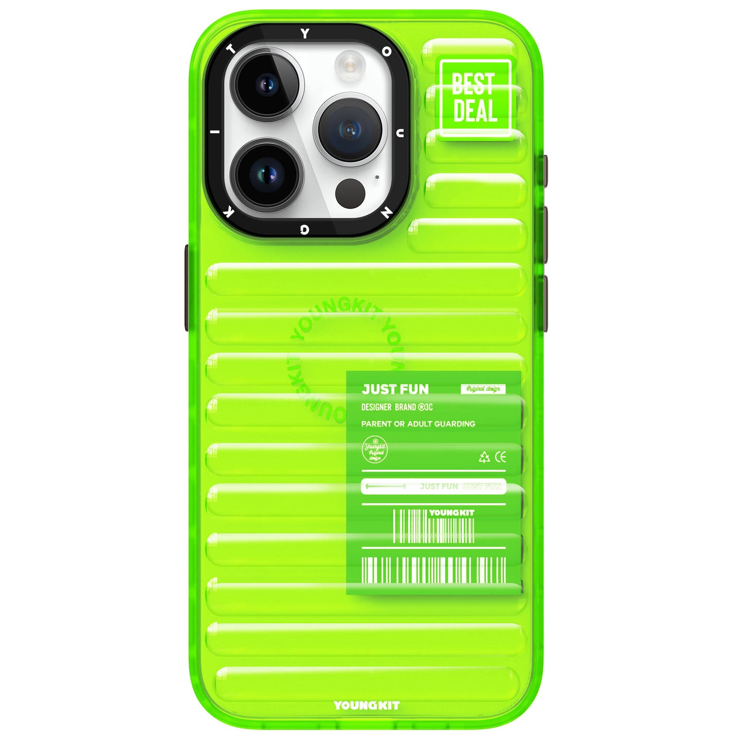 Apple iPhone 15 Pro Max Case Transparent Colorful Design YoungKit Fluorite Series Cover Green 