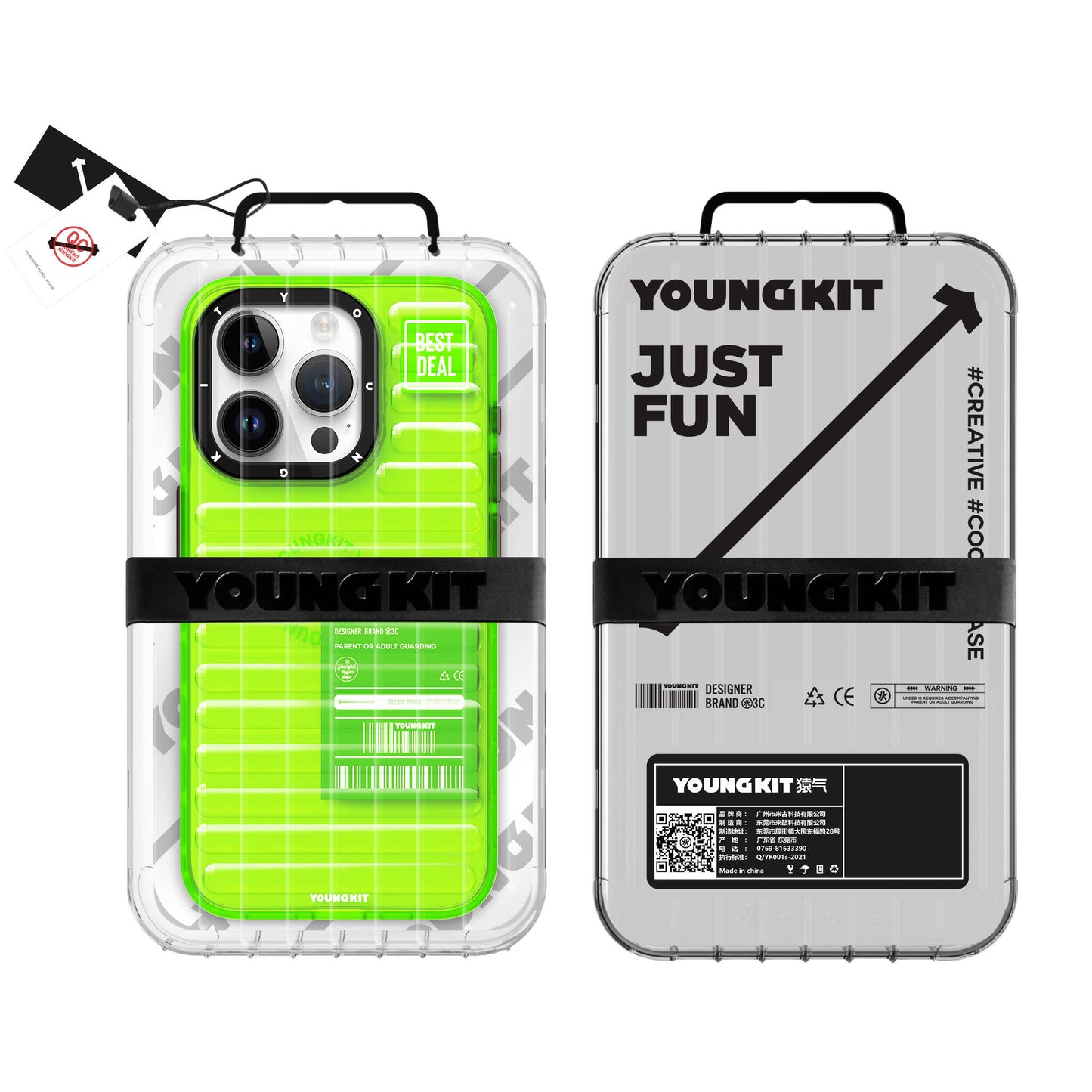 Apple iPhone 15 Pro Max Case Transparent Colorful Design YoungKit Fluorite Series Cover Green 