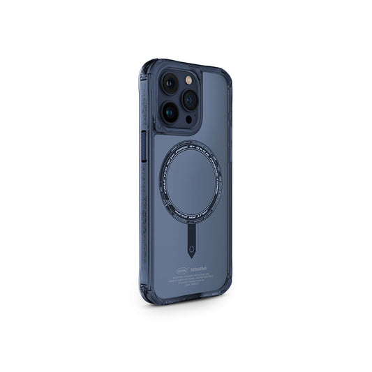Apple iPhone 15 Pro Max Case SkinArma Transparent Airbag Design M-safe Charging Feature Saido Cover Blue 