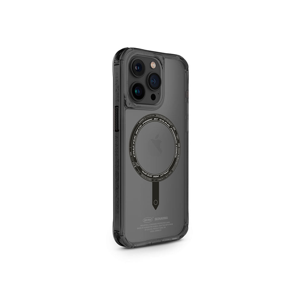 Apple iPhone 15 Pro Max Case SkinArma Transparent Airbag Design M-safe Charging Feature Saido Cover Black 