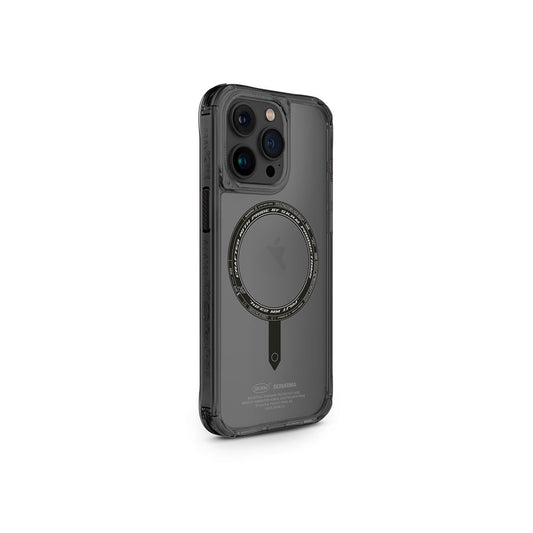 Apple iPhone 15 Pro Max Case SkinArma Transparent Airbag Design M-safe Charging Feature Saido Cover Black 