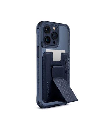 Apple iPhone 15 Pro Max Kılıf SkinArma Şeffaf M-safe Şarj Özellikli Kado Kartlıklı Saido Kapak Mavi