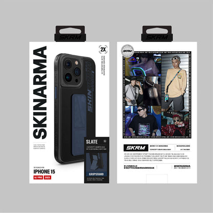 Apple iPhone 15 Pro Max Kılıf SkinArma Standlı Deri Görünümlü Slate Kapak Gri