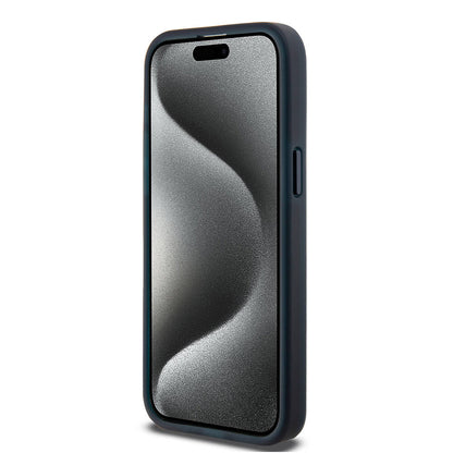 Apple iPhone 15 Pro Max Kılıf TUMI Orjinal Lisanslı M-safe Şarj Özellikli Buzlanmış Saydam Fırça Kamuflajı Desenli Kapak Siyah