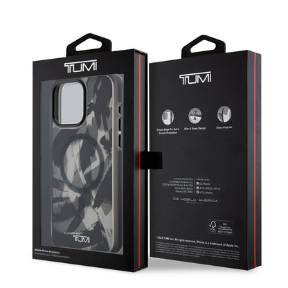 Apple iPhone 15 Pro Max Kılıf TUMI Orjinal Lisanslı M-safe Şarj Özellikli Buzlanmış Saydam Fırça Kamuflajı Desenli Kapak Yeşil