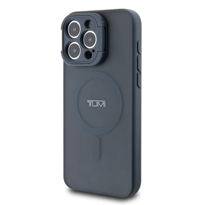 Apple iPhone 15 Pro Max Kılıf TUMI Orjinal Lisanslı M-safe Şarj Özellikli Kamera Standlı Buzlu Mat Kapak Mavi