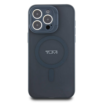 Apple iPhone 15 Pro Max Kılıf TUMI Orjinal Lisanslı M-safe Şarj Özellikli Kamera Standlı Buzlu Mat Kapak Siyah