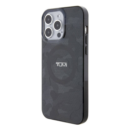 Apple iPhone 15 Pro Max Kılıf TUMI Orjinal Lisanslı M-safe Şarj Özellikli PC TPU Çift Katmanlı Kamuflaj Desenli Kapak Mavi