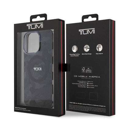 Apple iPhone 15 Pro Max Kılıf TUMI Orjinal Lisanslı M-safe Şarj Özellikli PC TPU Çift Katmanlı Kamuflaj Desenli Kapak Mavi