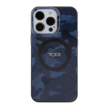 Apple iPhone 15 Pro Max Kılıf TUMI Orjinal Lisanslı M-safe Şarj Özellikli PC TPU Çift Katmanlı Kamuflaj Desenli Kapak Gri