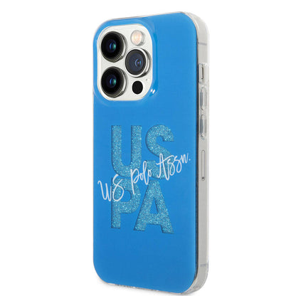Apple iPhone 15 Pro Max Kılıf U.S. Polo Assn. Orjinal Lisanslı Simli Parlak Alfabe Tasarım Kapak Kırmızı