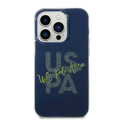 Apple iPhone 15 Pro Max Kılıf U.S. Polo Assn. Orjinal Lisanslı Simli Parlak Alfabe Tasarım Kapak Kırmızı