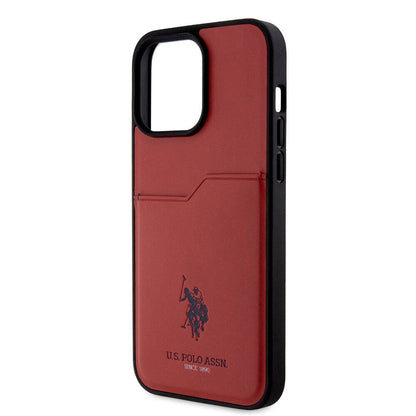Apple iPhone 15 Pro Max Kılıf U.S. Polo Assn. Orjinal Lisanslı Baskı Logolu PU Kartlıklı Kapak Mavi