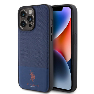 Apple iPhone 15 Pro Max Kılıf U.S. Polo Assn. Orjinal Lisanslı Suni Deri Arka Yüzey Baskı Logolu Örgü Desenli Kapak Yeşil