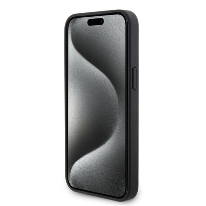 Apple iPhone 15 Pro Max Kılıf U.S. Polo Assn. Orjinal Lisanslı Suni Deri Arka Yüzey Baskı Logolu Örgü Desenli Kapak Lacivert