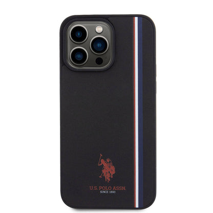 Apple iPhone 15 Pro Max Kılıf U.S. Polo Assn. Orjinal Lisanslı Üç Renk Şerit Tasarımlı Baskı Logolu Kapak Beyaz