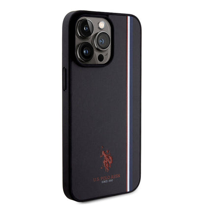 Apple iPhone 15 Pro Max Kılıf U.S. Polo Assn. Orjinal Lisanslı Üç Renk Şerit Tasarımlı Baskı Logolu Kapak Beyaz