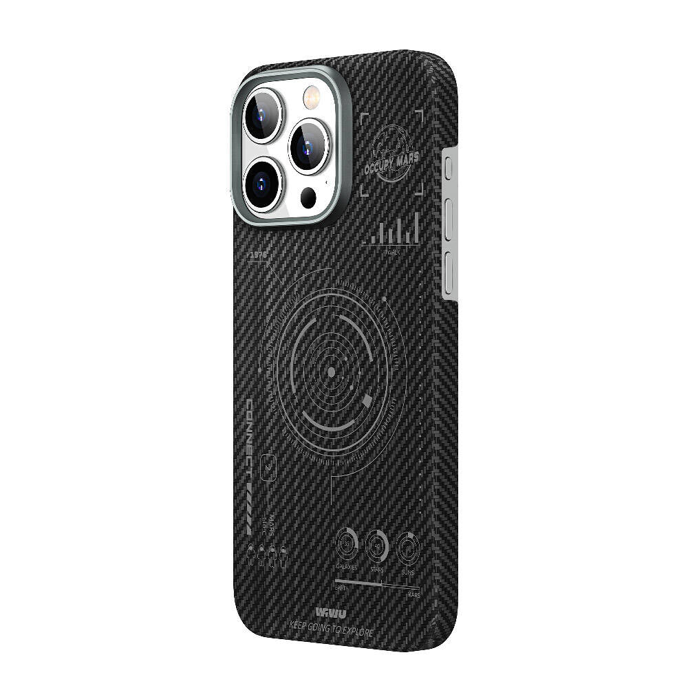 Apple iPhone 15 Pro Max Case Wiwu HHX-016 Carbon Fiber 600D Mars Kevlar Cover Black 
