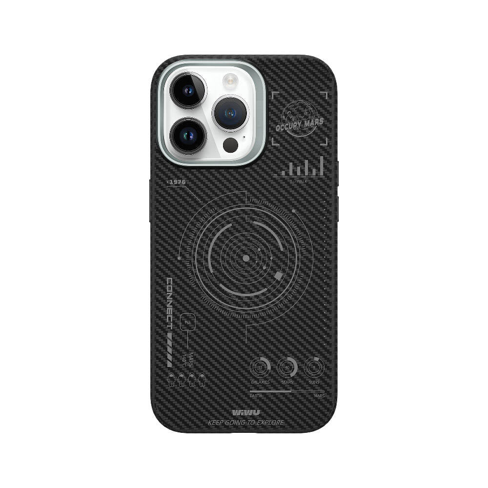 Apple iPhone 15 Pro Max Case Wiwu HHX-016 Carbon Fiber 600D Mars Kevlar Cover Black 