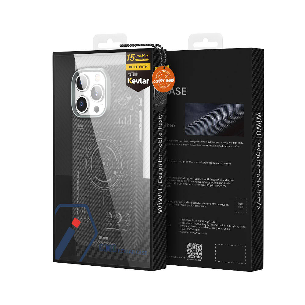 Apple iPhone 15 Pro Max Case Wiwu HHX-016 Carbon Fiber 600D Mars Kevlar Cover Black 