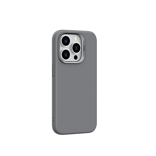 Apple iPhone 15 Pro Max Case Wiwu SP-019 M-safe Charging Feature Vegan Leather Cover Gray 