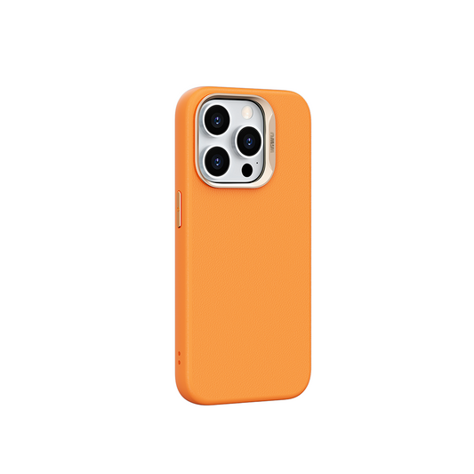 Apple iPhone 15 Pro Max Case Wiwu SP-019 M-safe Charging Feature Vegan Leather Cover Orange 