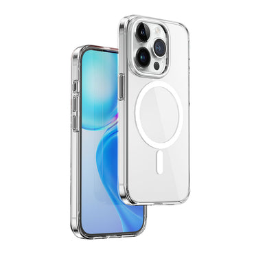 Apple iPhone 15 Pro Max Case Wiwu ZYS-013 M-safe Charging Feature Colorful Camera Frame Transparent Jelly Cover White 
