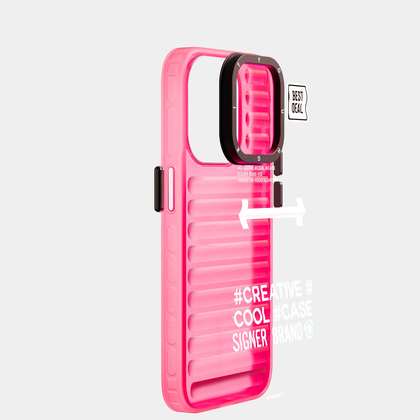 Apple iPhone 15 Pro Max Case YoungKit Luggage FireFly Series Cover Pink 