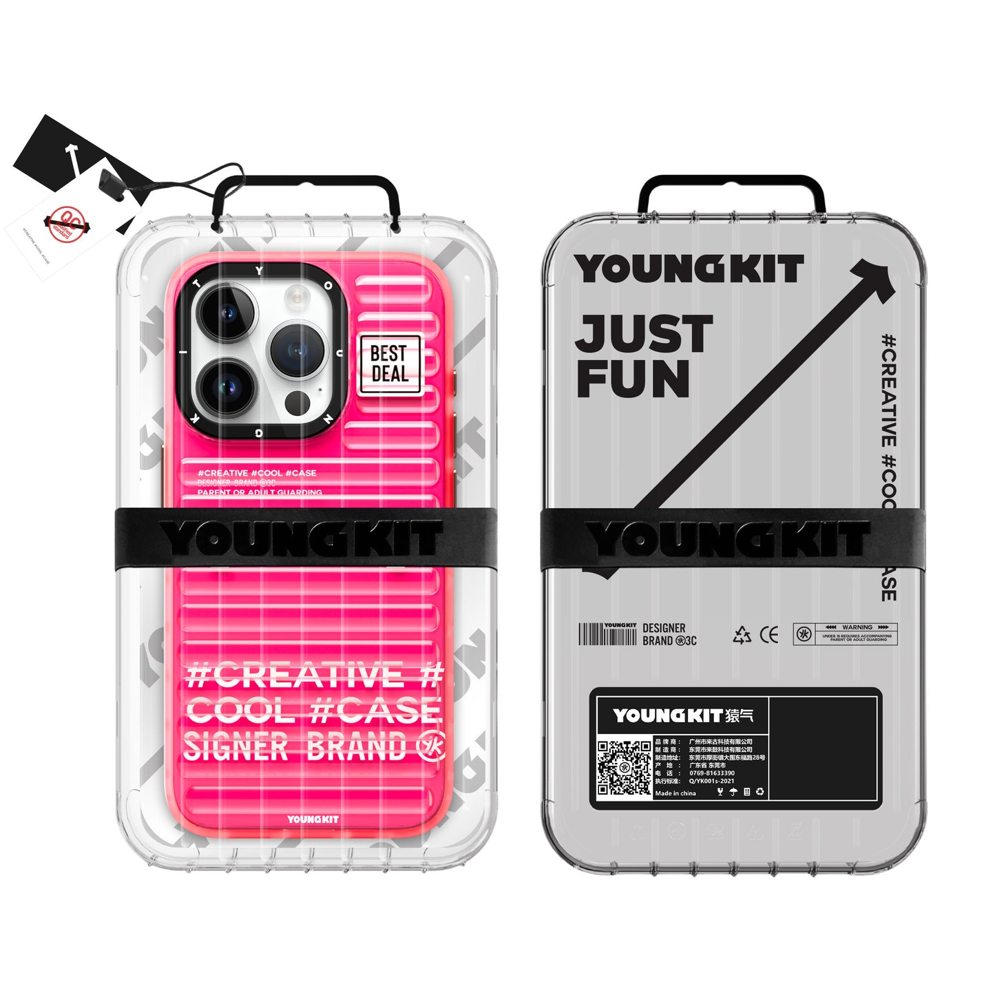 Apple iPhone 15 Pro Max Case YoungKit Luggage FireFly Series Cover Pink 