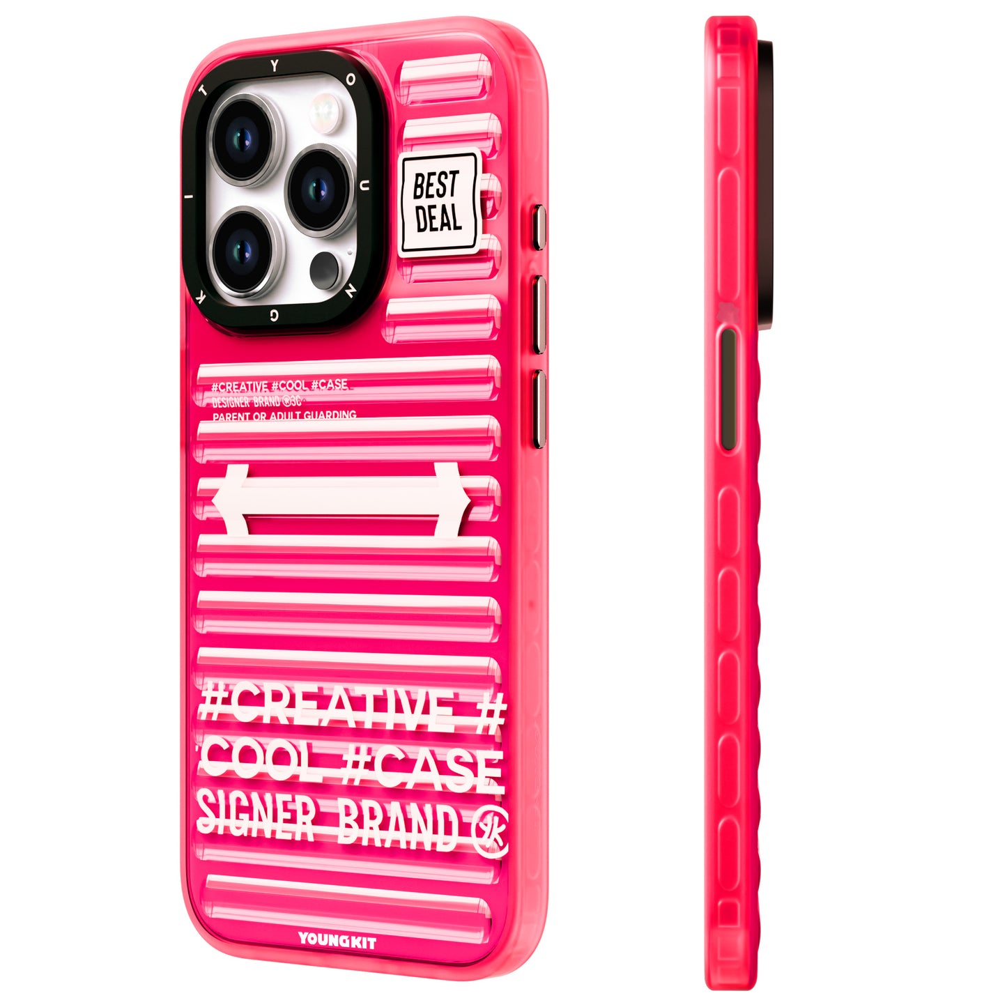 Apple iPhone 15 Pro Max Case YoungKit Luggage FireFly Series Cover Pink 