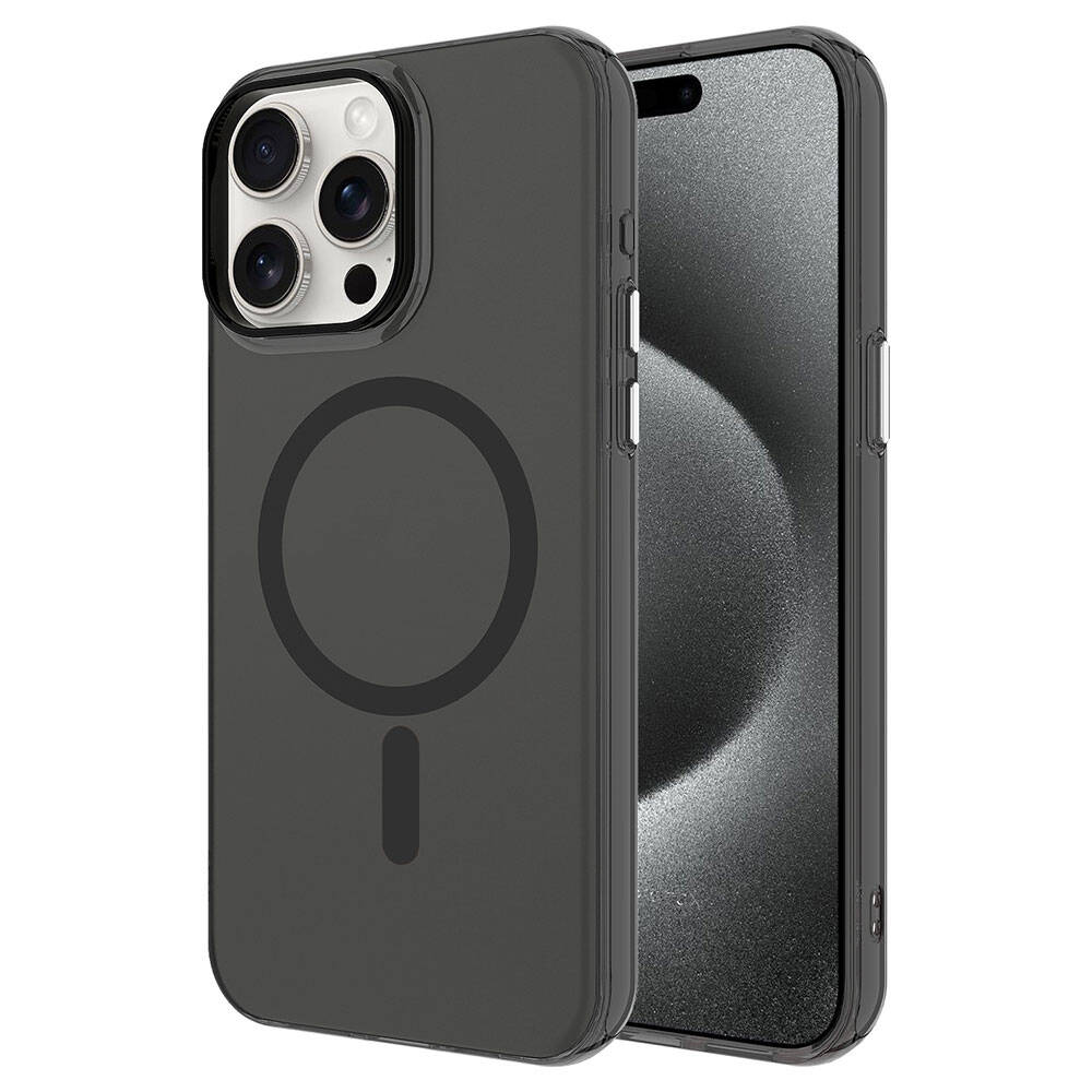 Apple iPhone 15 Pro Max Kılıf Zore M-safe Şarj Özellikli Buzlu Transparan C-Pro Sert Kapak