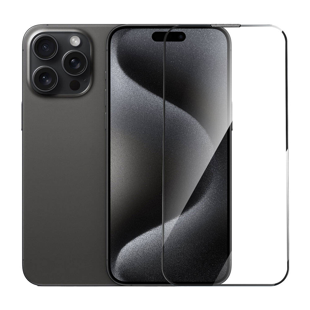 Apple iPhone 15 Pro Max Wiwu GT-008 Polymer Oleophobic Coating Transparent Smooth Tempered Glass Screen Protector 10-Pack Black 