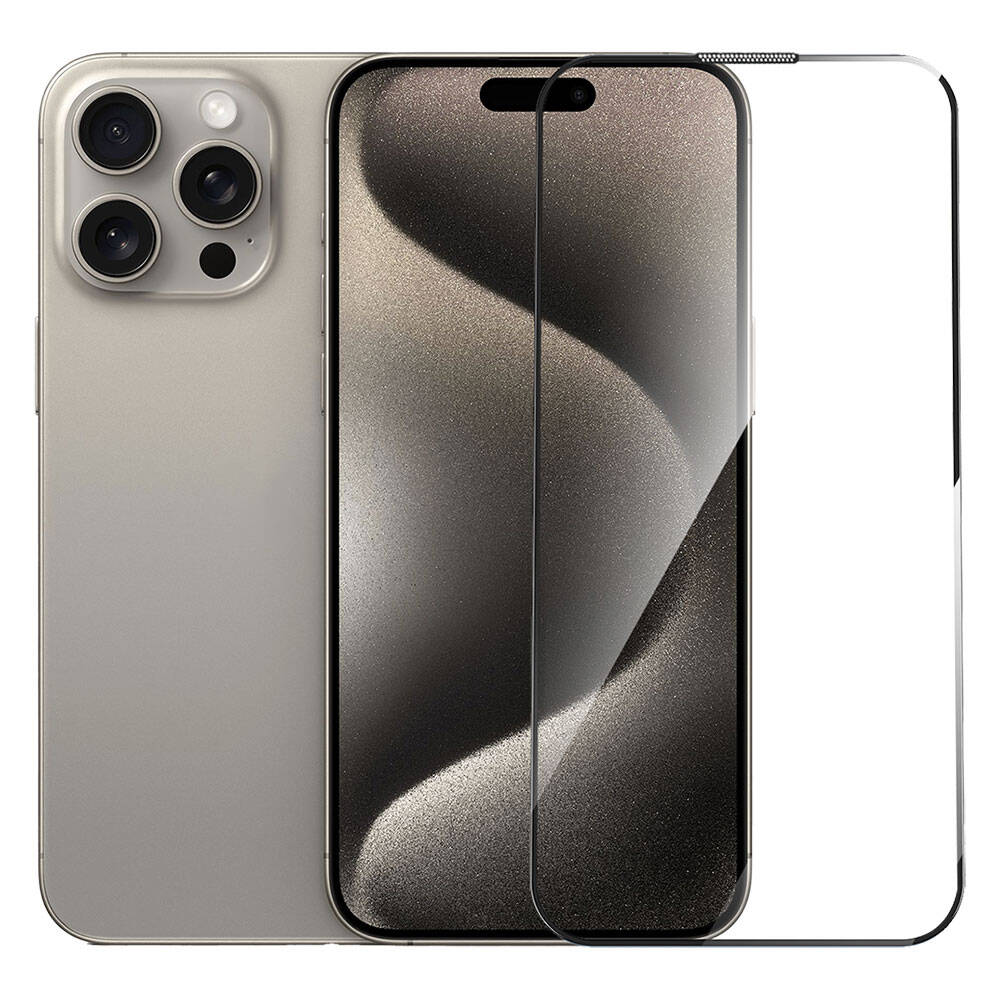 Apple iPhone 15 Pro Max Wiwu GT-010 Anti-Reflective Polymer Oleophobic Coating Ultra Thin Tempered Glass Screen Protector Black 