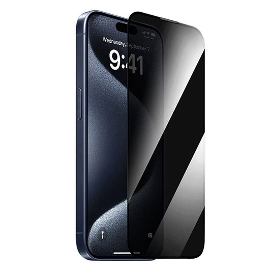 Apple iPhone 15 Pro Max Wiwu GT-011 Anti-Bacterial Polymer Oleophobic Coating Tempered Privacy Glass Screen Protector Black 