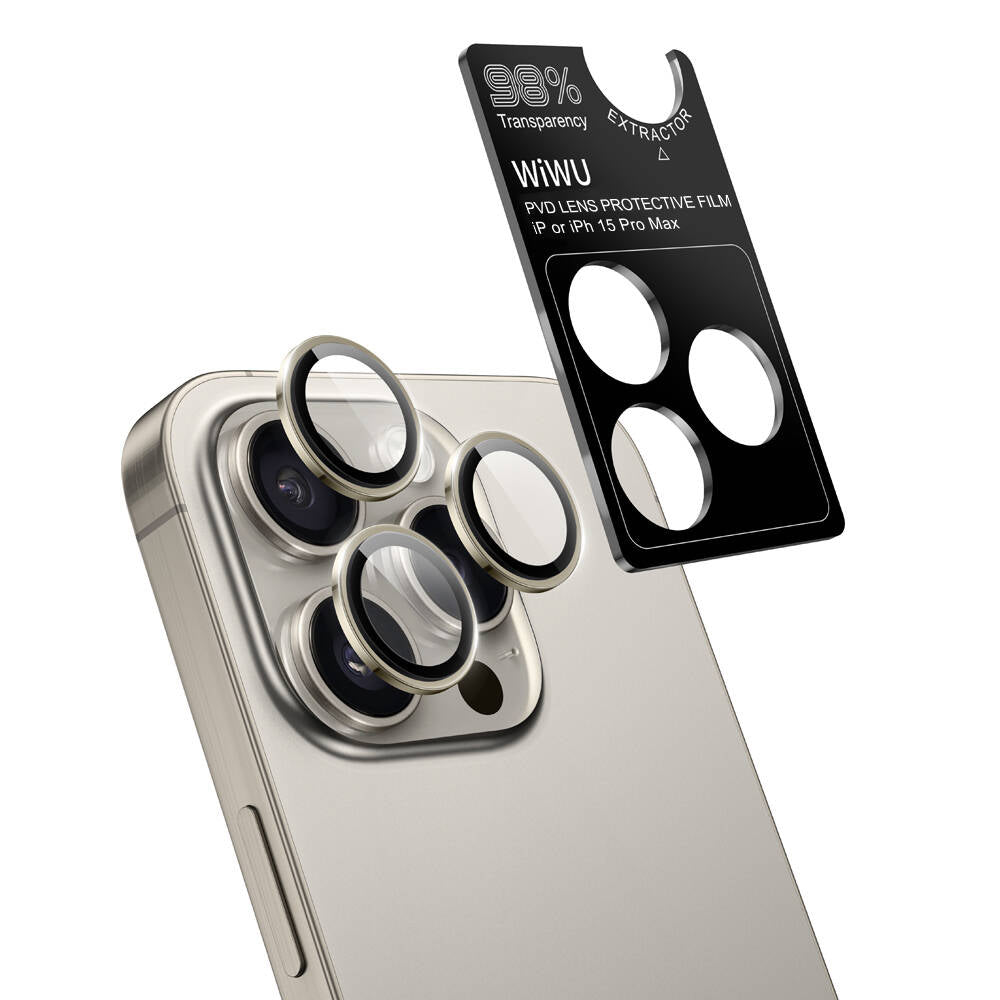 Apple iPhone 15 Pro Max Wiwu LG-003 Lens Guard Scratch Resistant Sapphire Camera Lens Protector Titanium 