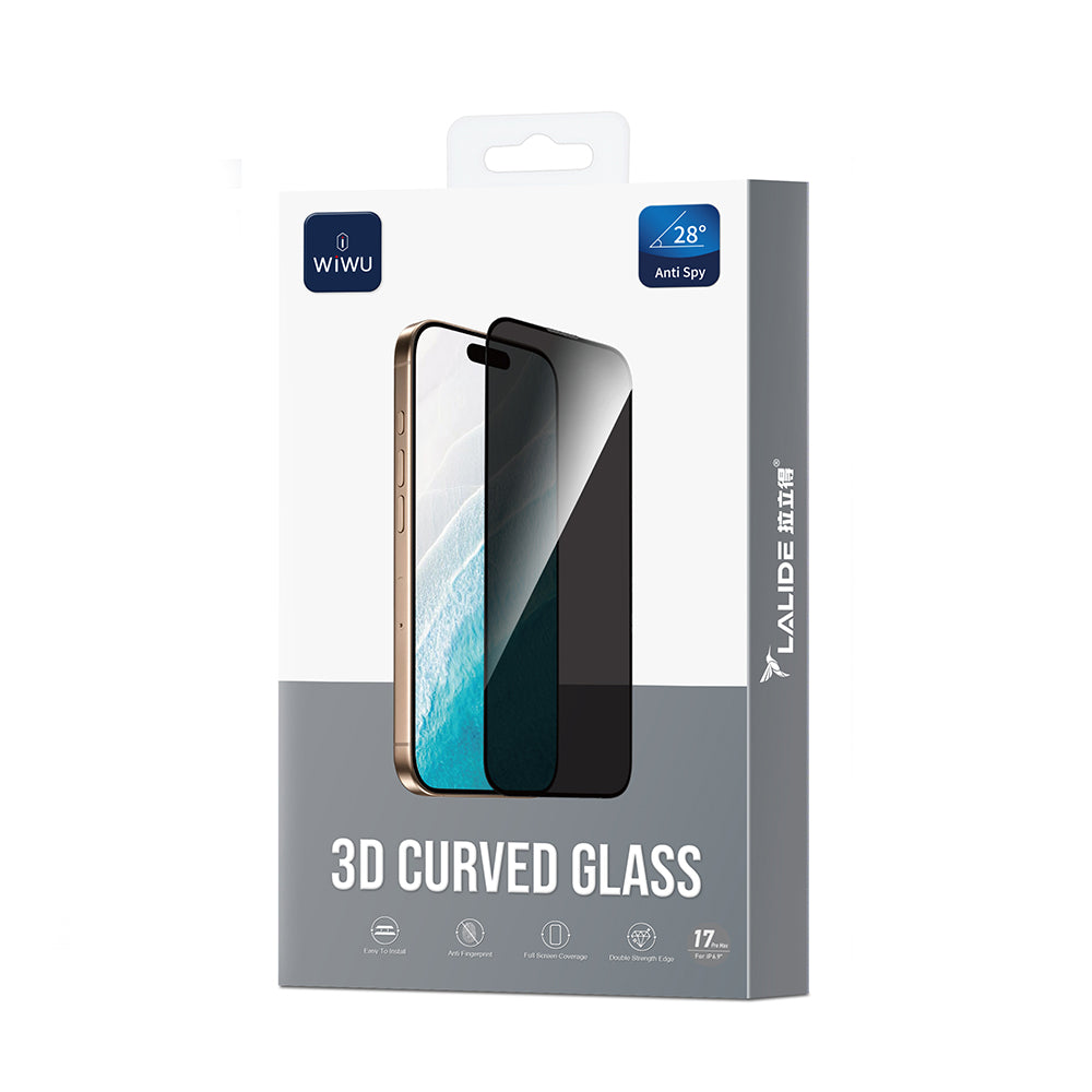 Apple iPhone 15 Pro Max Wiwu LLD302 3D Curved iPrivacy Parmak İzi Bırakmayan Temperli Cam Ekran Koruyucu
