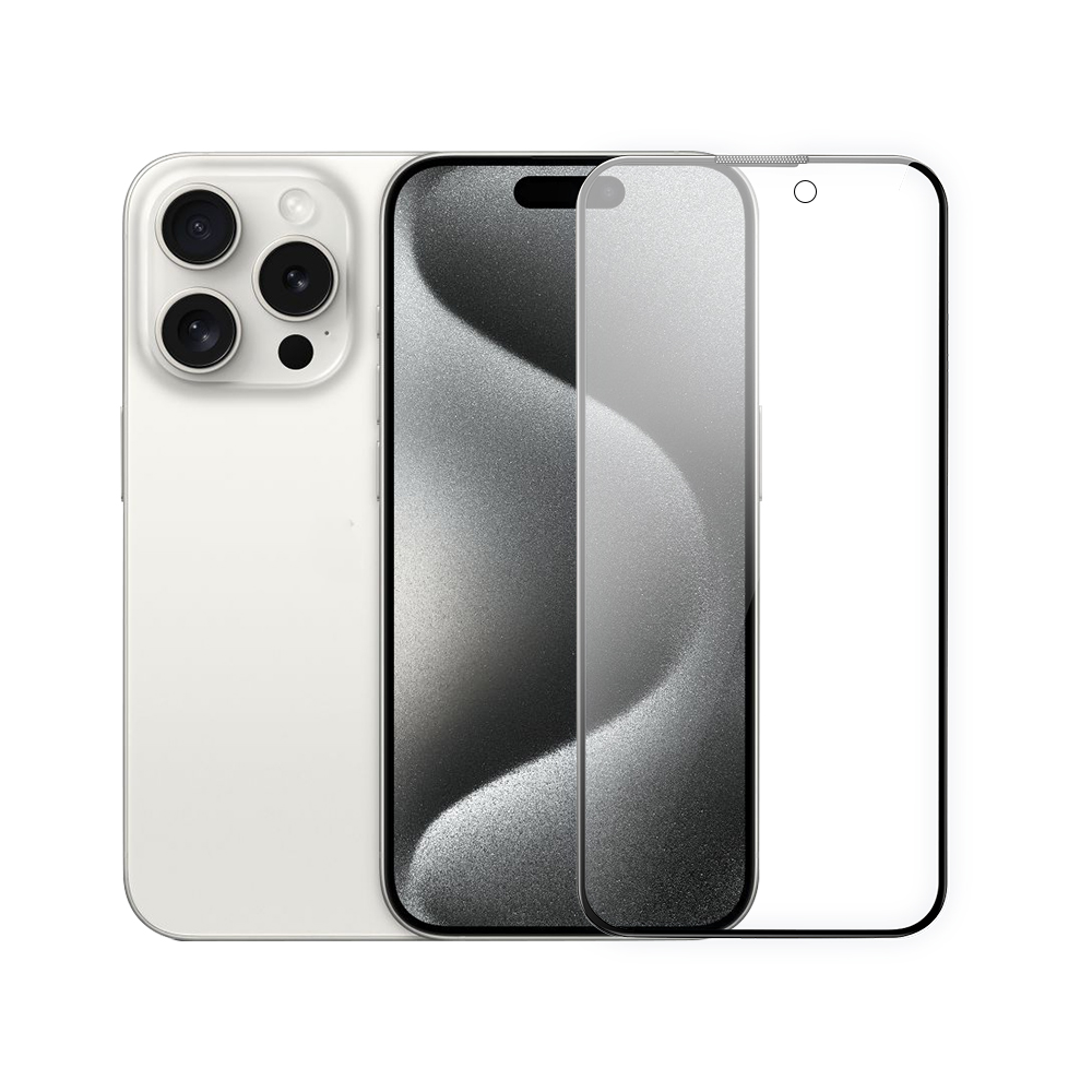 Apple iPhone 15 Pro Max Wiwu Wi-IP002 2-in-1 Tempered Glass Handset Anti-Dust Screen Protector and Camera Lens Protector Set Black 