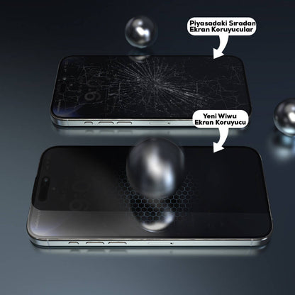 Apple iPhone 15 Pro Max Wiwu Wi-SQ009 Easy Install iPrivacy 360° Anti-Peep Oleofobik Temperli Cam Ekran Koruyucu + Kolay Uygulama Aparatlı Siyah