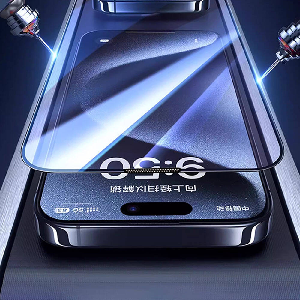 Apple iPhone 15 Pro Wiwu GT-008 Polymer Oleophobic Coating Transparent Smooth Tempered Glass Screen Protector 10-Pack Black 