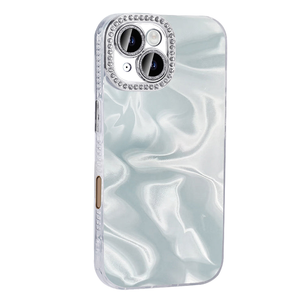 Apple iPhone 16 Airbag Case Shiny Stone Detail Design Zore Esila Cover White 