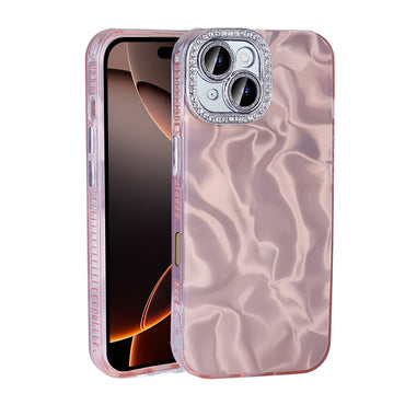 Apple iPhone 16 Airbag Case Shiny Stone Detail Design Zore Esila Cover White 