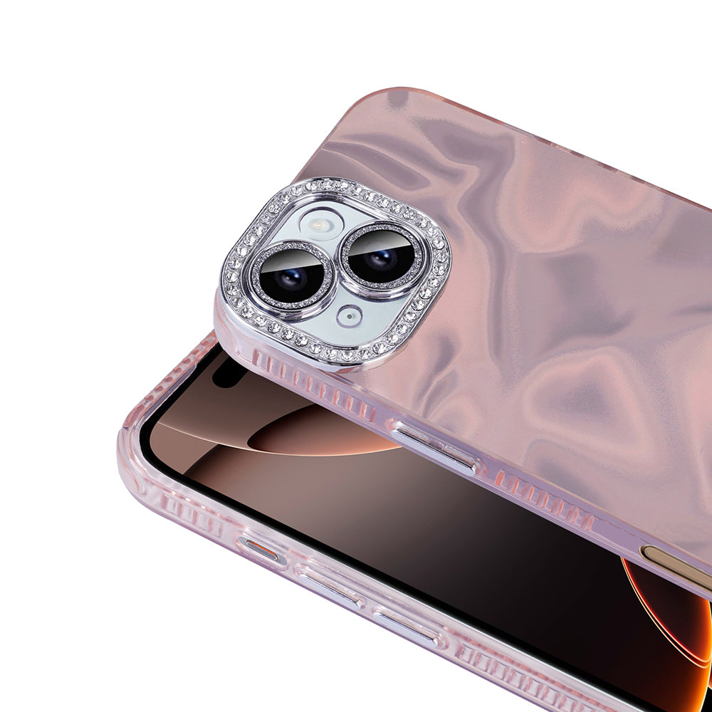 Apple iPhone 16 Airbag Case Shiny Stone Detail Design Zore Esila Cover White 