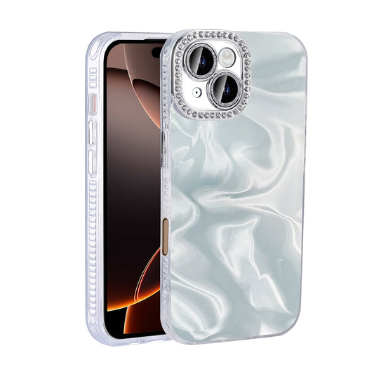 Apple iPhone 16 Airbag Case Shiny Stone Detail Design Zore Esila Cover White 