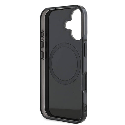 Apple iPhone 16 Kılıf AMG Orjinal Lisanslı M-safe Şarj Özellikli Çift Katmanlı Kırmızı Çapraz Çizgili Kapak Siyah-Kırmızı