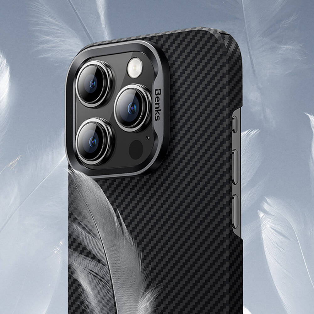 Apple iPhone 16 Case Benks M-safe Charging Magnetic ArmorAir 600D Kevlar Fiber Cover Black 