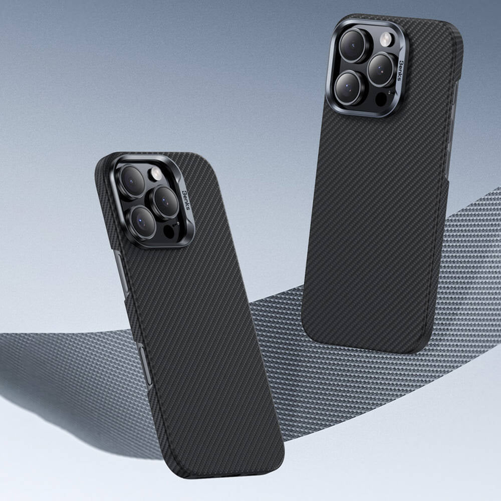 Apple iPhone 16 Case Benks M-safe Charging Magnetic ArmorAir 600D Kevlar Fiber Cover Black 