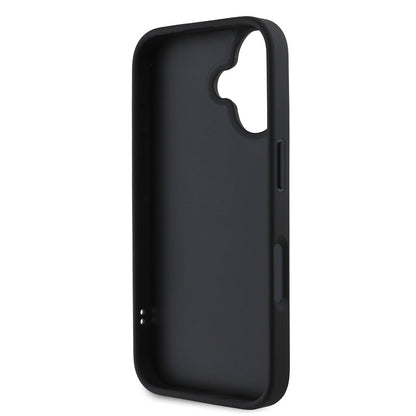 Apple iPhone 16 Kılıf DKNY Orjinal Lisanslı Kapitone Tasarımlı Metal Logolu Deri Kapak Siyah