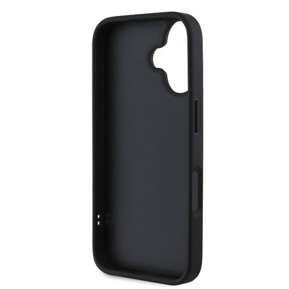 Apple iPhone 16 Kılıf DKNY Orjinal Lisanslı Kartlıklı 3D Yazılı Repeat Texture Pattern Kapak Siyah