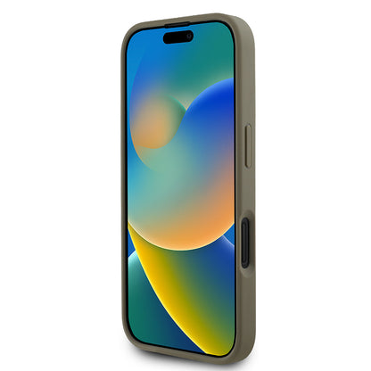 Apple iPhone 16 Kılıf DKNY Orjinal Lisanslı M-safe Şarj Özellikli 3D Yazılı Grid Pattern Kapak Gri